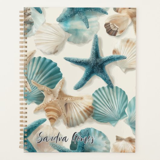 Teal Turquoise green corals pattern Planer (Vorderseite)