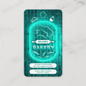Teal Turquoise Mint Neon Bakery Custom Logo Name Visitenkarte (Vorderseite)