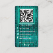 Teal Turquoise Mint Neon Bakery Custom Logo Name Visitenkarte (Rückseite)