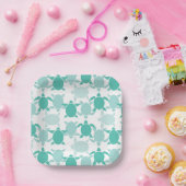 Teal Turtle Pattern Pappteller (Party)