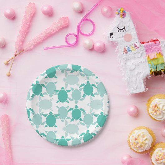 Teal Turtle Pattern Pappteller (Party)