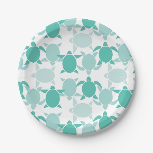 Teal Turtle Pattern Pappteller (Vorderseite)