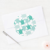 Teal Turtle Pattern Runder Aufkleber (Umschlag)