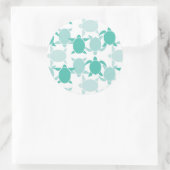 Teal Turtle Pattern Runder Aufkleber (Tasche)