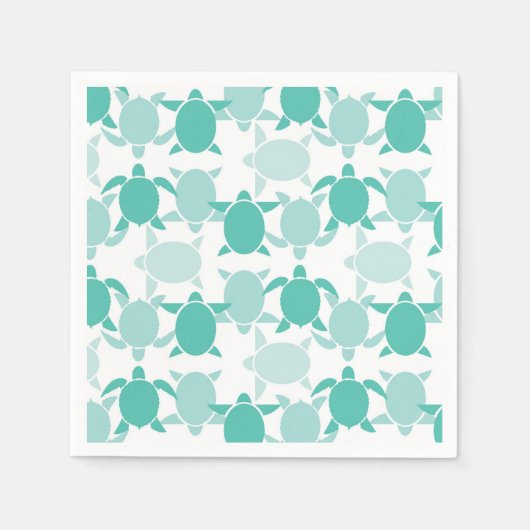 Teal Turtle Pattern Serviette (Vorderseite)