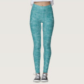 Teal-Tweed-Linen-Muster  Leggings (Vorderseite)