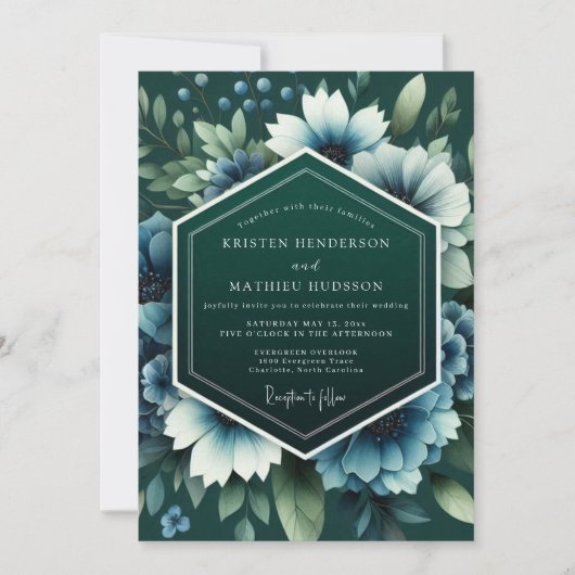 Teal-Twilight-Anemone-Hochzeit Einladung (Vorderseite)