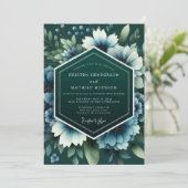 Teal-Twilight-Anemone-Hochzeit Einladung (Stehend Vorderseite)