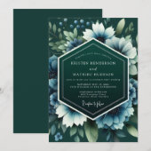 Teal-Twilight-Anemone-Hochzeit Einladung (Vorne/Hinten)