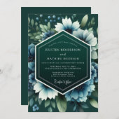 Teal Twilight Anemone Wedding Einladung (Vorne/Hinten)