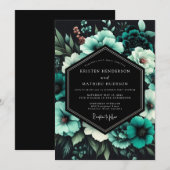 Teal Twilight Bloom Wedding Einladung (Vorne/Hinten)