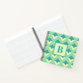 Teal- und Blau-Geometrisches Muster-Monogramm Notizblock (Innenseite)