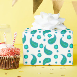 Teal- und Blaue Paisley-Blumenmuster | Modern Boho Geschenkpapier