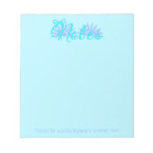 Teal- und blaue Schleife mit Sonnenstrahl Notizblock (Vorderseite)