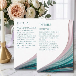 Teal- und Blush-Seiden-Hochzeitsdetails-Einschluss Begleitkarte