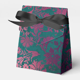 Teal- und Burgunder-rot gestalteter, vintage Flora Geschenkschachtel