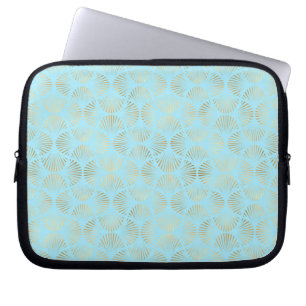 Teal- und Gold-Art-Deco-Design, Muster Laptopschutzhülle