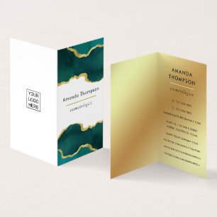 Teal und Gold-Geoden-Achat-Stein-Geschäftskarte Visitenkarten