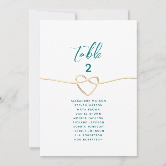 Teal- und Gold-Hochzeitssitzplan (Vorderseite)