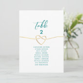 Teal- und Gold-Hochzeitssitzplan (Stehend Vorderseite)