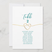 Teal- und Gold-Hochzeitssitzplan (Rückseite)