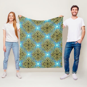 Teal- und Gold-Keltischer Knotenmuster Fleecedecke