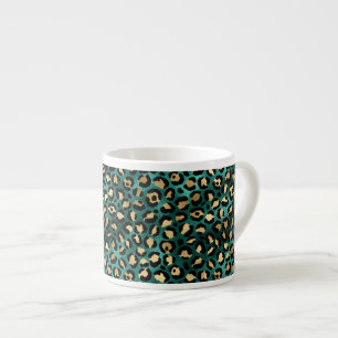 Teal- und Gold-Leoparden-Serie Design 3 Espressotasse