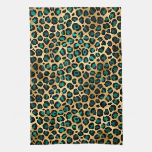 Teal- und Gold-Leoparden-Serien-Design 14 Geschirrtuch