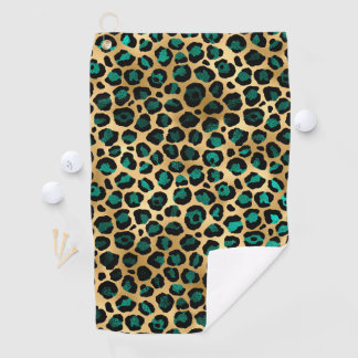 Teal- und Gold-Leoparden-Serien-Design 14 Golfhandtuch