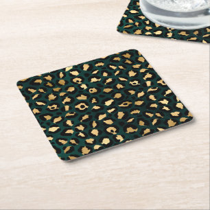 Teal- und Gold-Leoparden-Serien-Design 1 Rechteckiger Pappuntersetzer