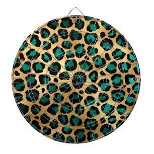 Teal- und Gold-Leopardenserie Design 14 Dartscheibe