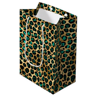 Teal- und Gold-Leopardenserie Design 14 Mittlere Geschenktüte