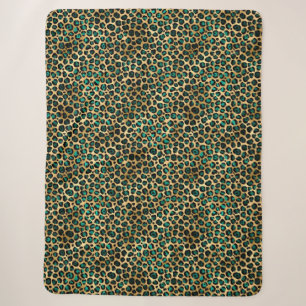 Teal- und Gold-Leopardenserie Design 14 Sherpadecke