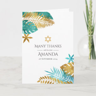 Teal und Gold Tropicale Bat Mitzwa Dankeskarte