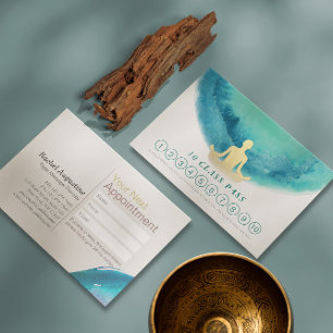 Teal- und Gold-Wasserfarbe-YOGA-Klassenticket-Term Terminkarte