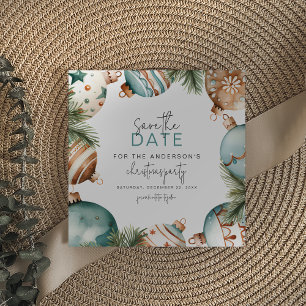 Teal- und Gold-Weihnachtsbaumschmuck Party Save The Date