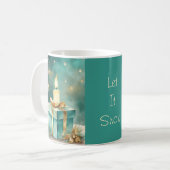 Teal und goldene Kerze mit Geschenkbox Kaffeetasse (Vorderseite Links)
