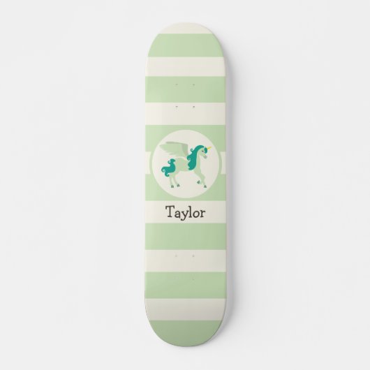 Teal- und Hellgrünes Einhorn Skateboard (Vorne)