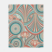 Teal und Korallen Nouveau Flow Fleecedecke (Vorderseite)