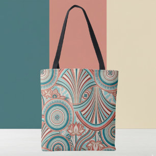 Teal und Korallen Nouveau-Fluss Tasche