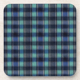 Teal- und Marineblaue Tartan-Karo-Muster Kunststof Getränkeuntersetzer