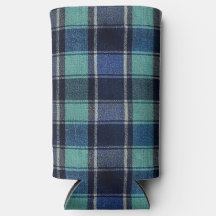 Teal- und Navy-Tartan-Karo-Getränkedoosje für Dose
