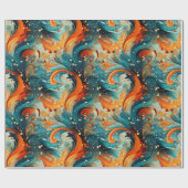 Teal- und Orange-Abstrakt Geschenkpapier (Flach)