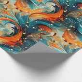Teal- und Orange-Abstrakt Geschenkpapier (Ecke)