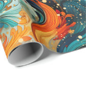 Teal- und Orange-Abstrakt Geschenkpapier (Rolleneckpunkt)