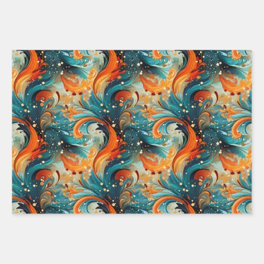 Teal- und Orange-Abstrakt Geschenkpapier Set (Vorderseite 2)