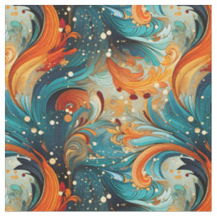 Teal- und Orange-Abstrakt Stoff