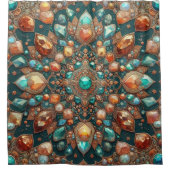 Teal- und Orangefarbener Perserteppich-Stil mit Ed Duschvorhang (Vorderseite)