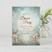 Teal- und Pfirsich-verzauberte Wald-Heim-Dinnerpar Einladung (Stehend Vorderseite)