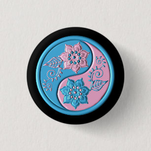Teal- und Pink-Yin-Yang Button